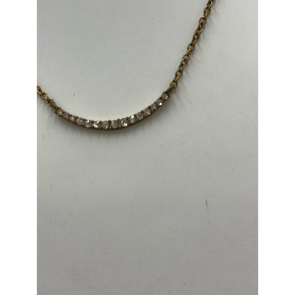 J. Crew Gold Tone Chain with Center Pave Curve Dainty Minimalist Necklace